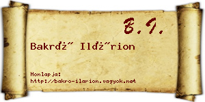Bakró Ilárion névjegykártya